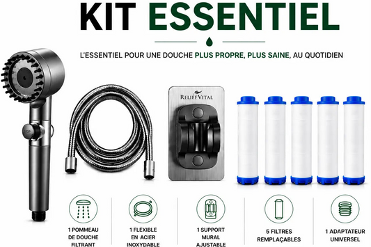 ReliefVital – Pommeau de douche filtrant Anti-Calcaire ReliefVital
